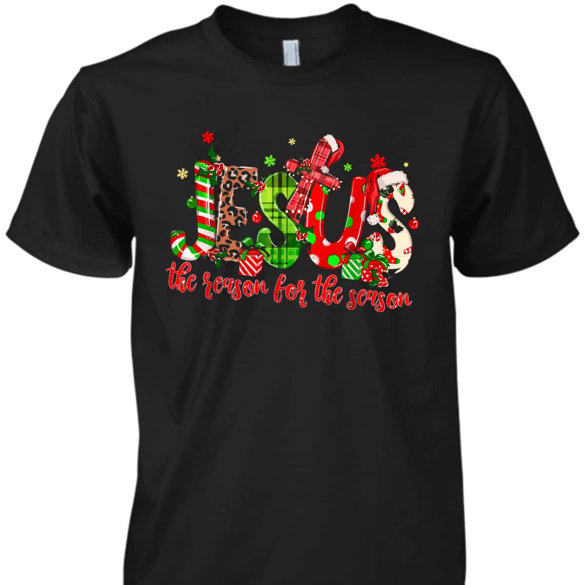 Christian Jesus The Reason Xmas Holiday Season Christmas Cross T-Shirt Christian Jesus The Reason Xmas Holiday Season Christmas Cross T-Shirt