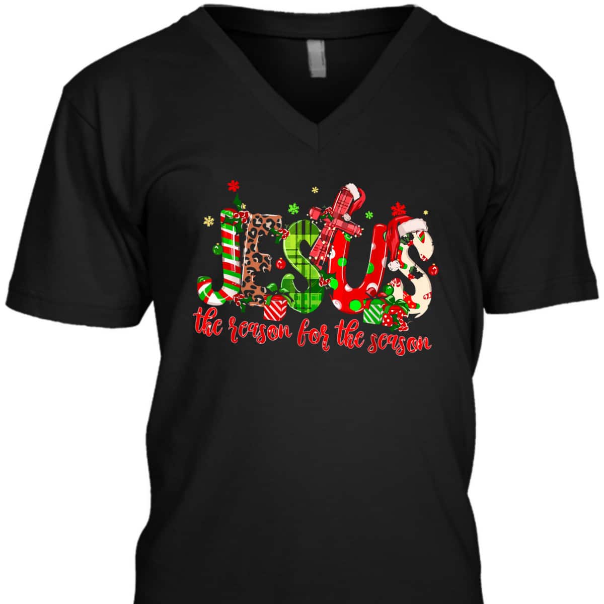 Christian Jesus The Reason Xmas Holiday Season Christmas Cross T-Shirt Christian Jesus The Reason Xmas Holiday Season Christmas Cross T-Shirt