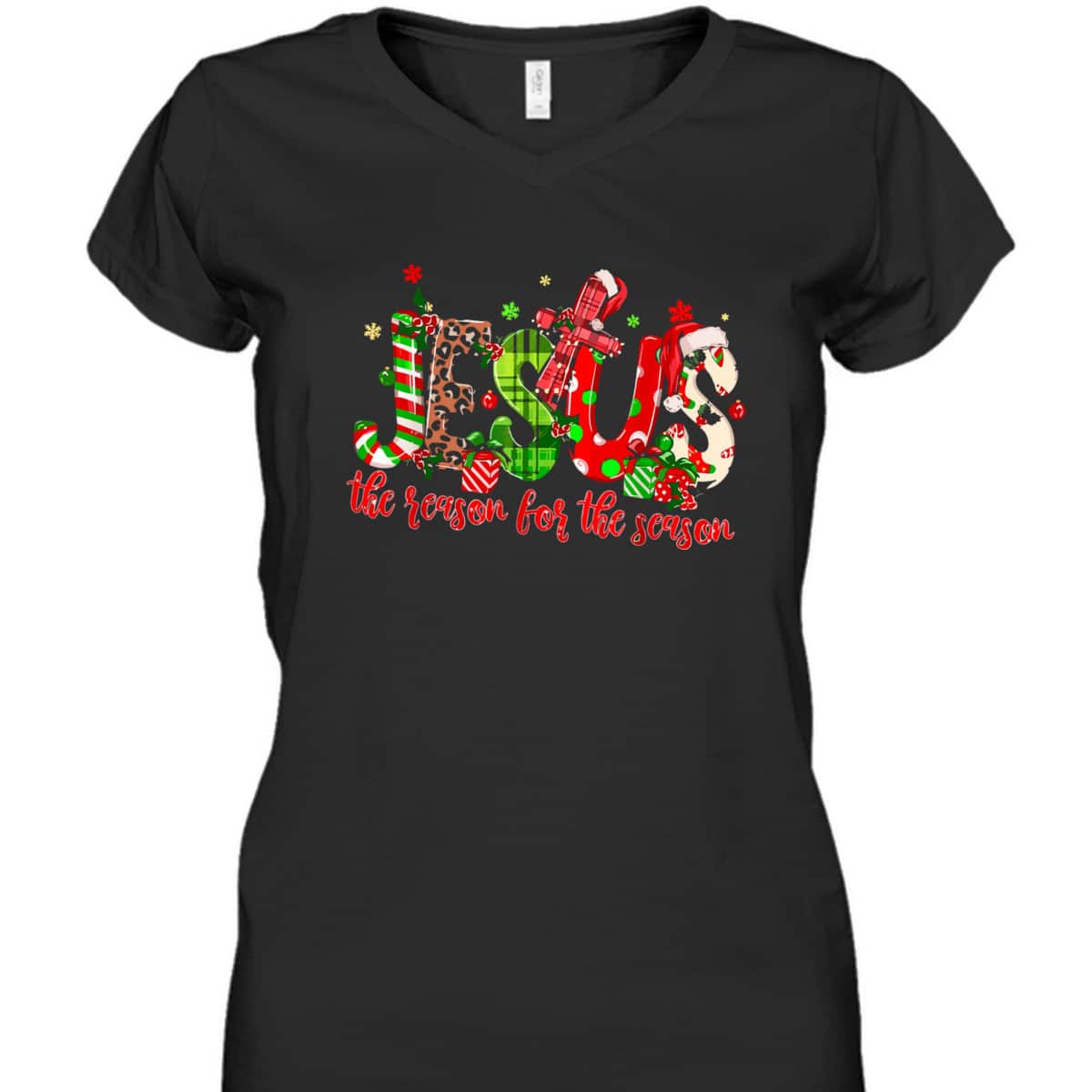 Christian Jesus The Reason Xmas Holiday Season Christmas Cross T-Shirt Christian Jesus The Reason Xmas Holiday Season Christmas Cross T-Shirt