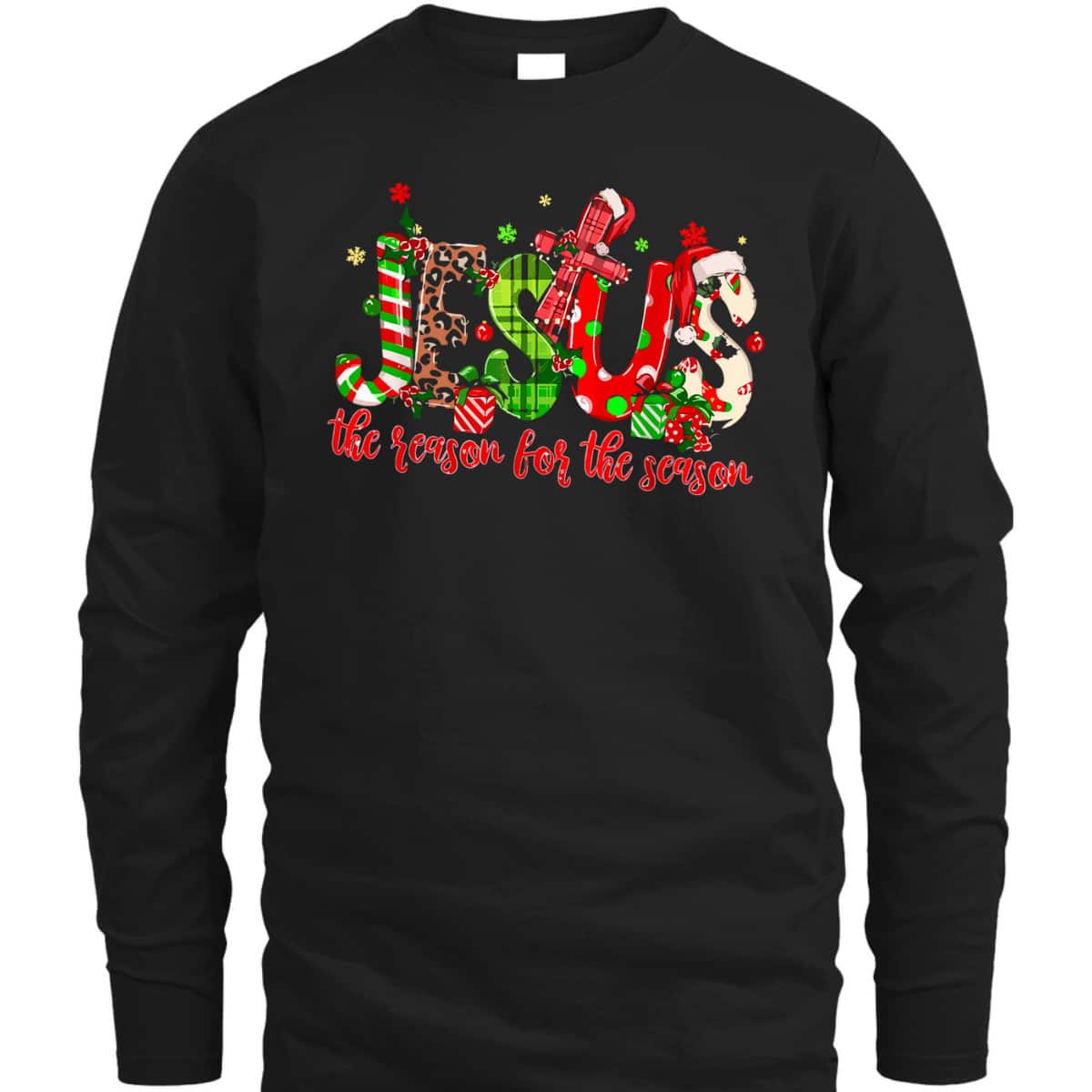 Christian Jesus The Reason Xmas Holiday Season Christmas Cross T-Shirt Christian Jesus The Reason Xmas Holiday Season Christmas Cross T-Shirt