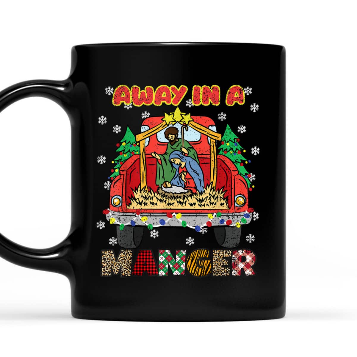 Away In Manger Christmas Tree X-Mas Plaid Christian T-Shirt Away In Manger Christmas Tree X-Mas Plaid Christian T-Shirt