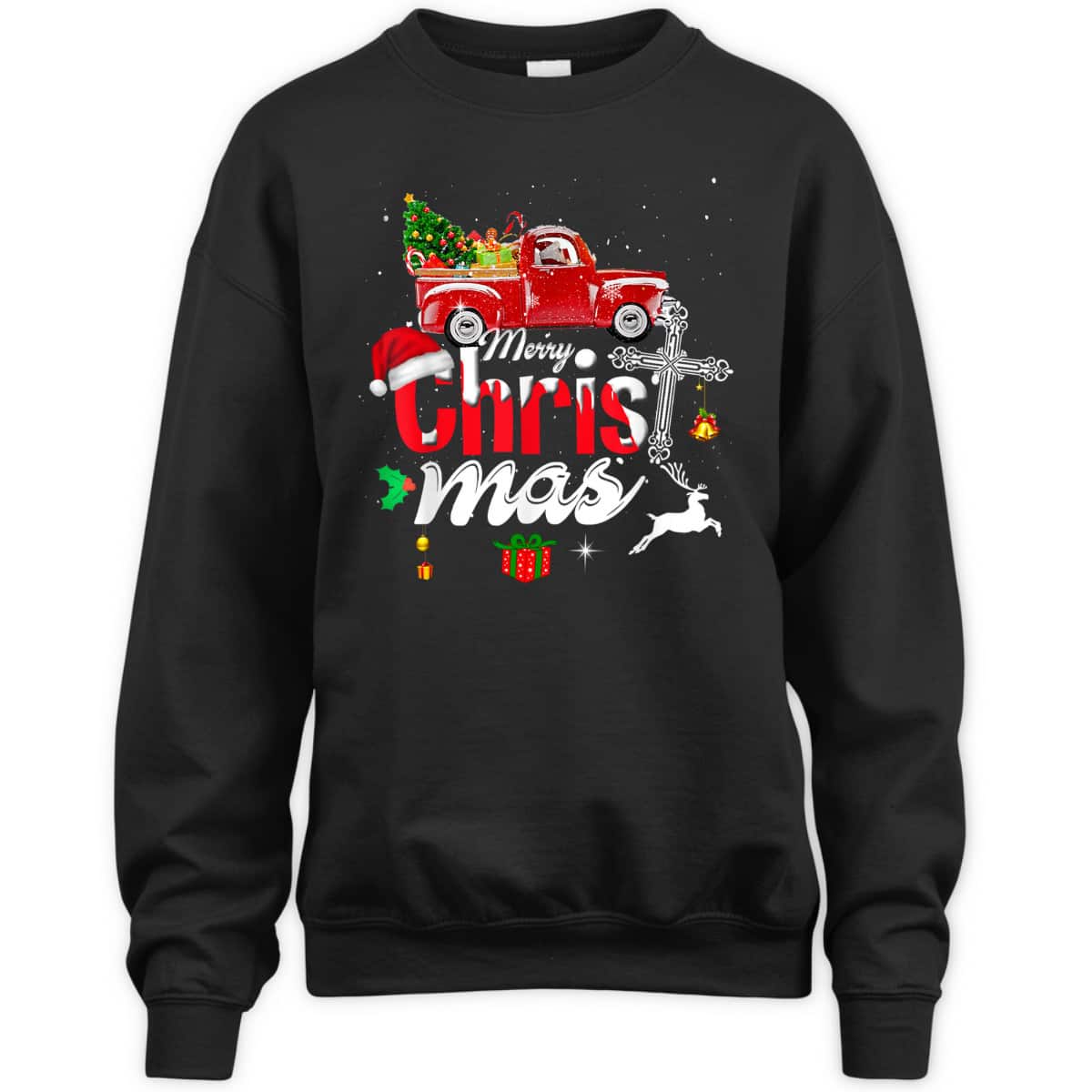 Christian Cross Christmas Tree On Car Xmas Red Truck T-Shirt Christian Cross Christmas Tree On Car Xmas Red Truck T-Shirt