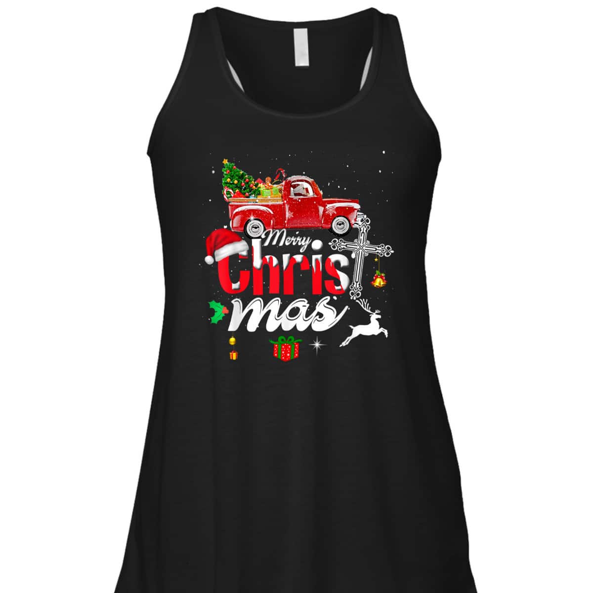 Christian Cross Christmas Tree On Car Xmas Red Truck T-Shirt Christian Cross Christmas Tree On Car Xmas Red Truck T-Shirt