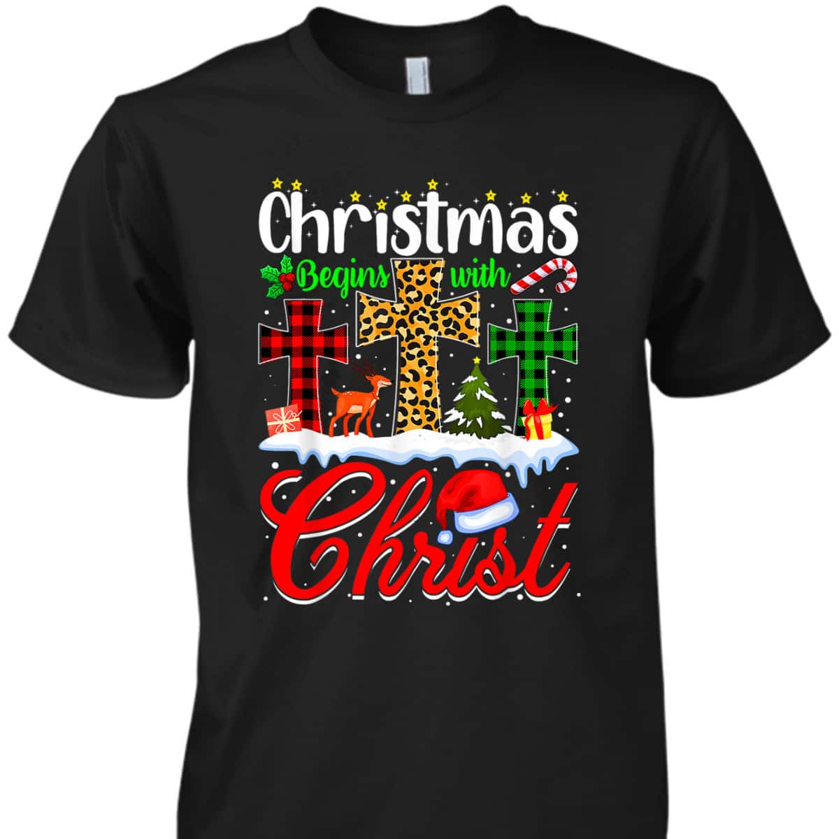 Christmas Begins With Christ Christian Cross Funny Xmas T-Shirt Christmas Begins With Christ Christian Cross Funny Xmas T-Shirt