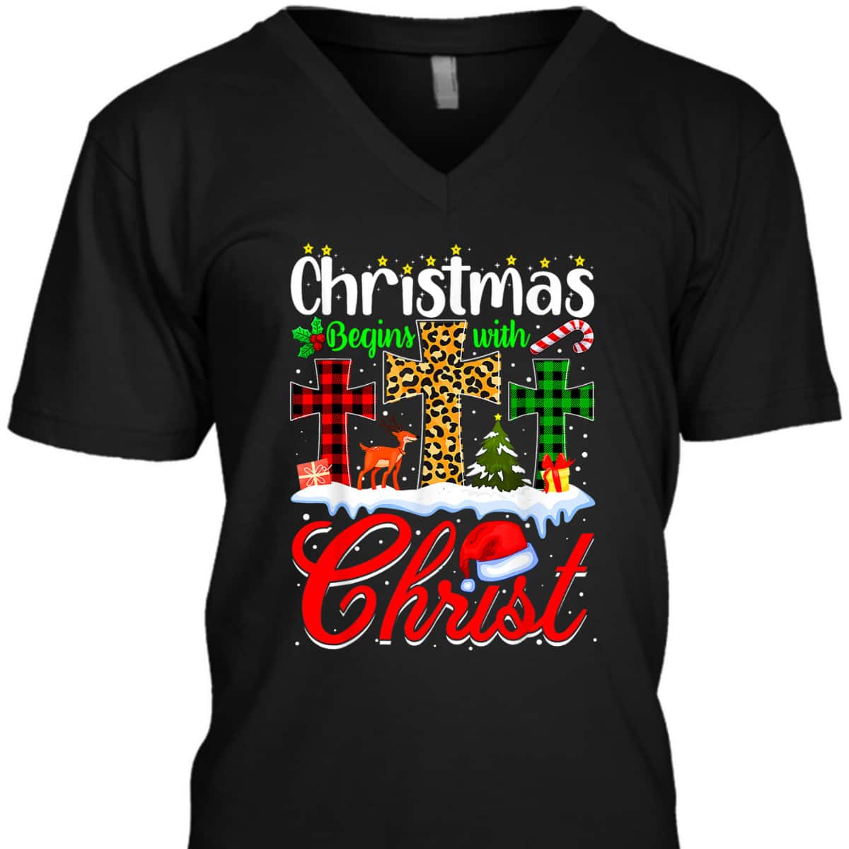 Christmas Begins With Christ Christian Cross Funny Xmas T-Shirt Christmas Begins With Christ Christian Cross Funny Xmas T-Shirt