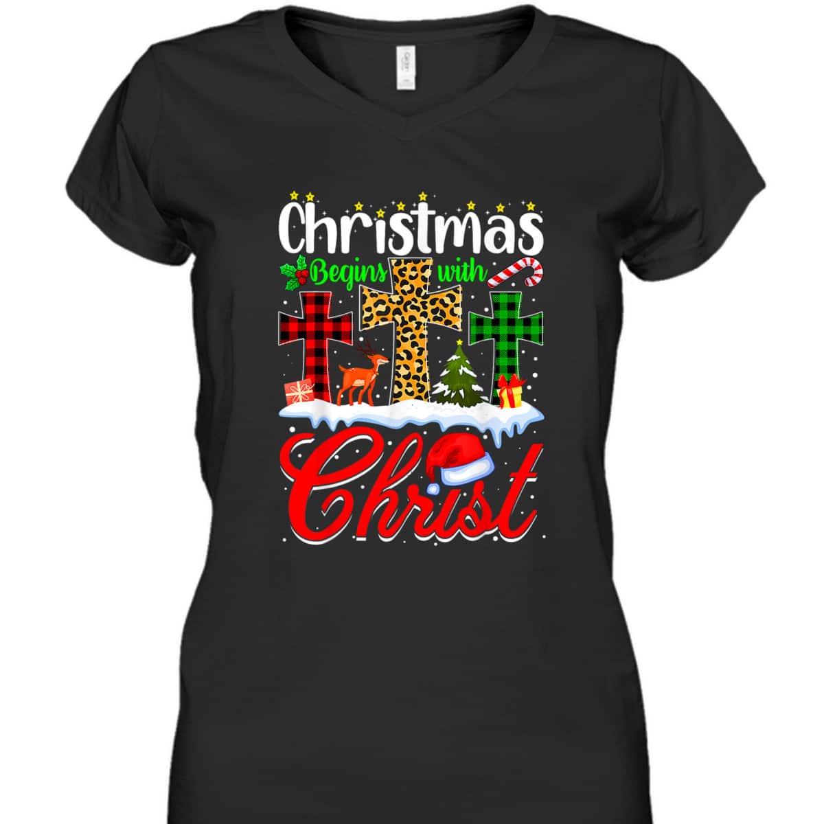 Christmas Begins With Christ Christian Cross Funny Xmas T-Shirt Christmas Begins With Christ Christian Cross Funny Xmas T-Shirt