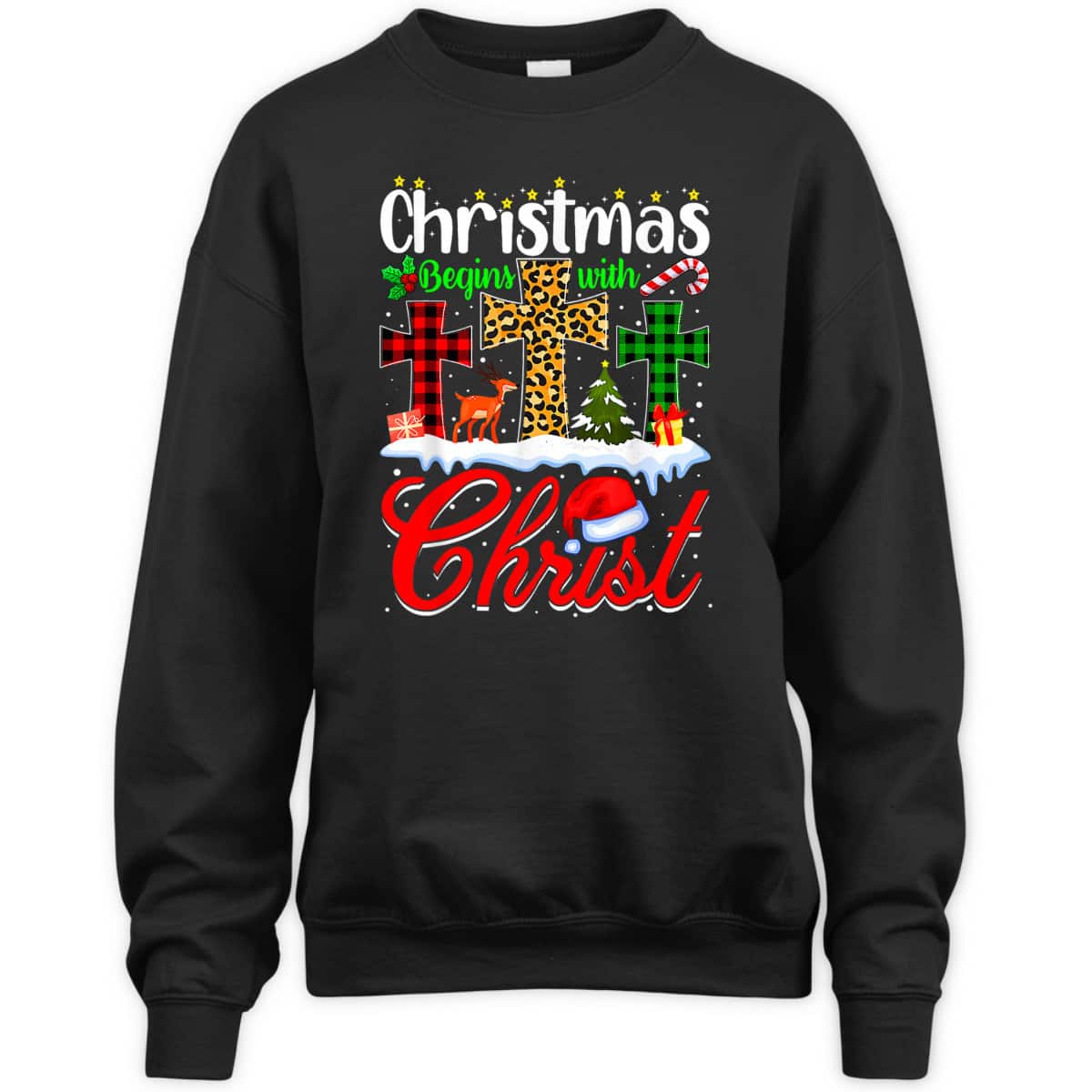 Christmas Begins With Christ Christian Cross Funny Xmas T-Shirt Christmas Begins With Christ Christian Cross Funny Xmas T-Shirt