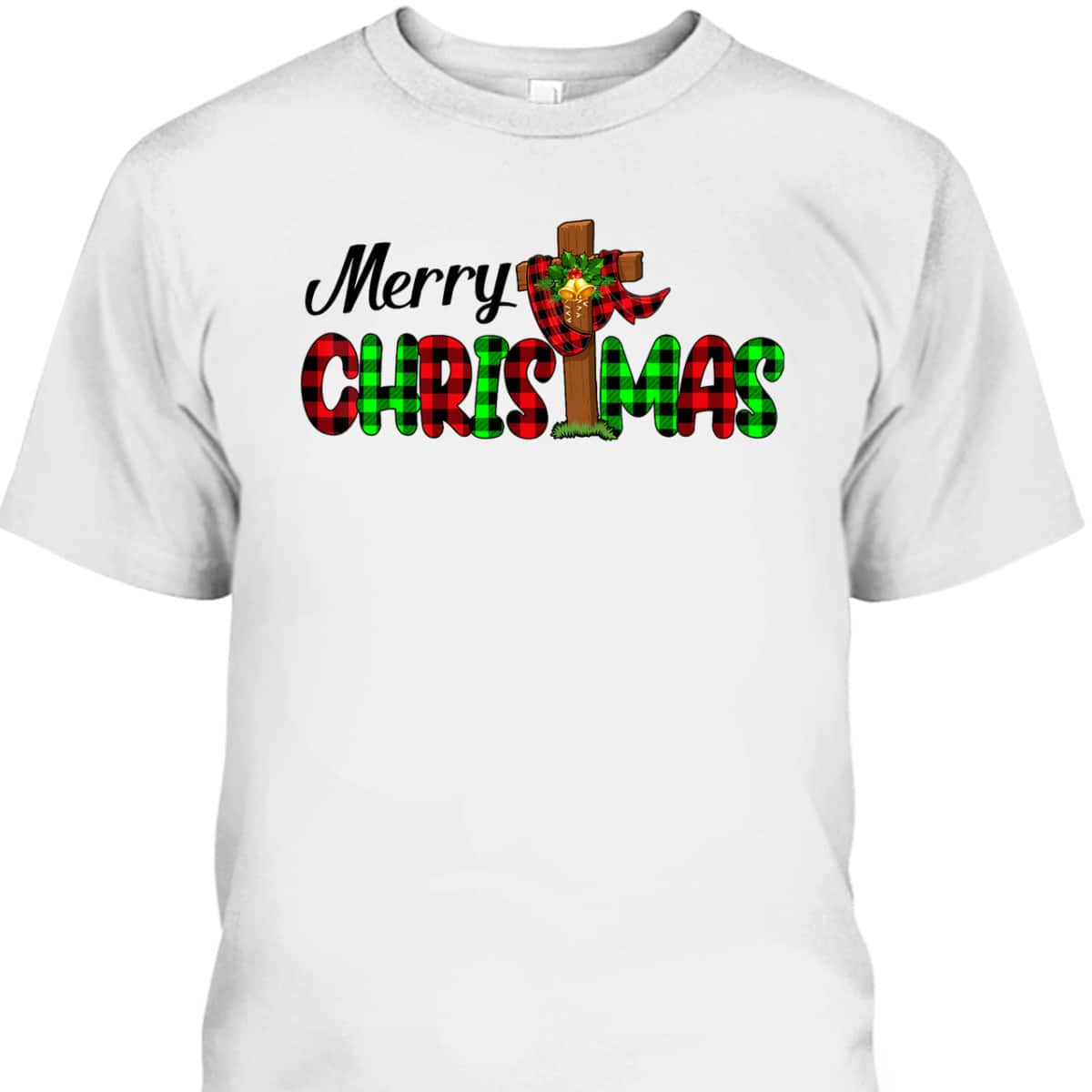 Merry Christmas Cross Christian Plaid Buffalo Xmas Pajama T-Shirt Merry Christmas Cross Christian Plaid Buffalo Xmas Pajama T-Shirt