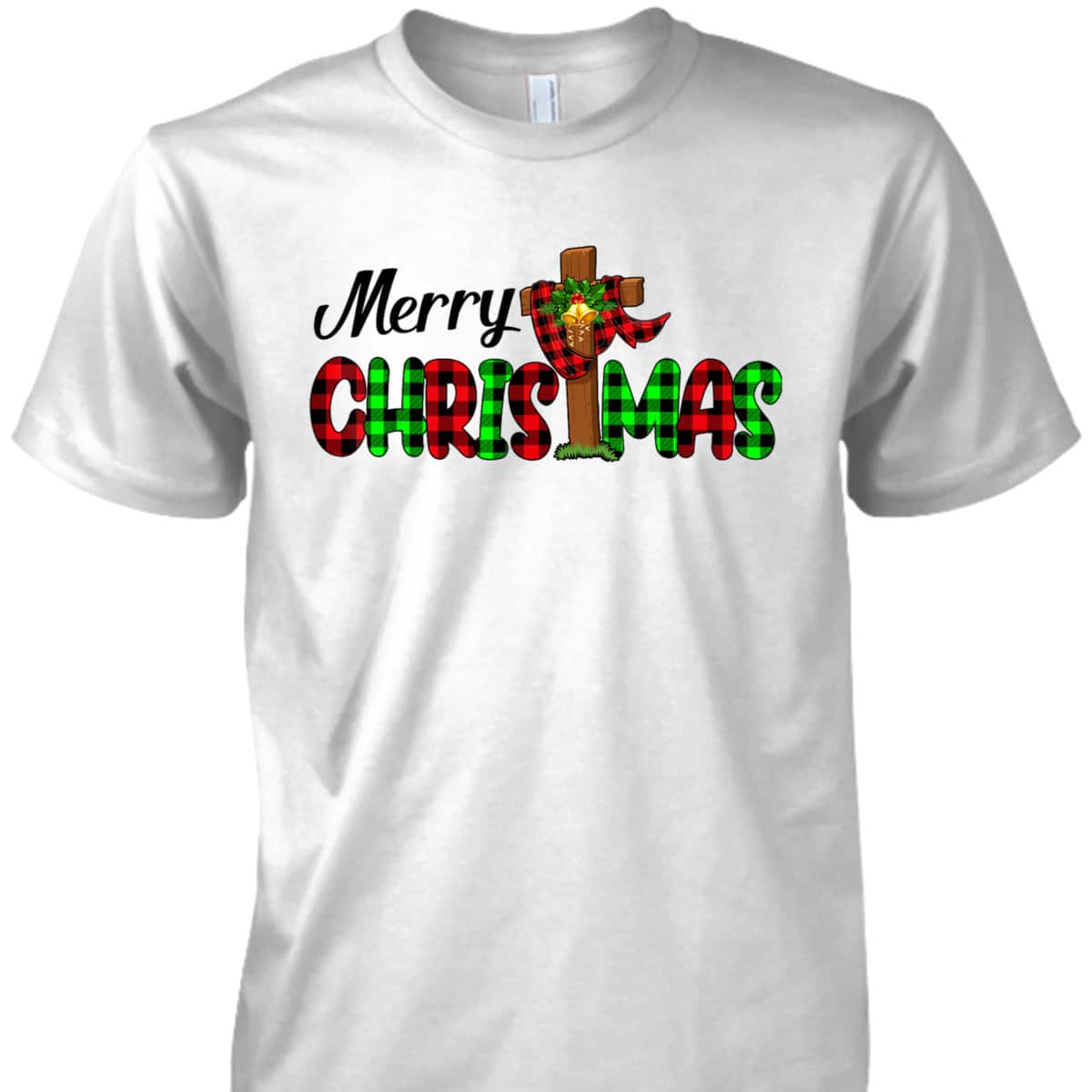 Merry Christmas Cross Christian Plaid Buffalo Xmas Pajama T-Shirt Merry Christmas Cross Christian Plaid Buffalo Xmas Pajama T-Shirt