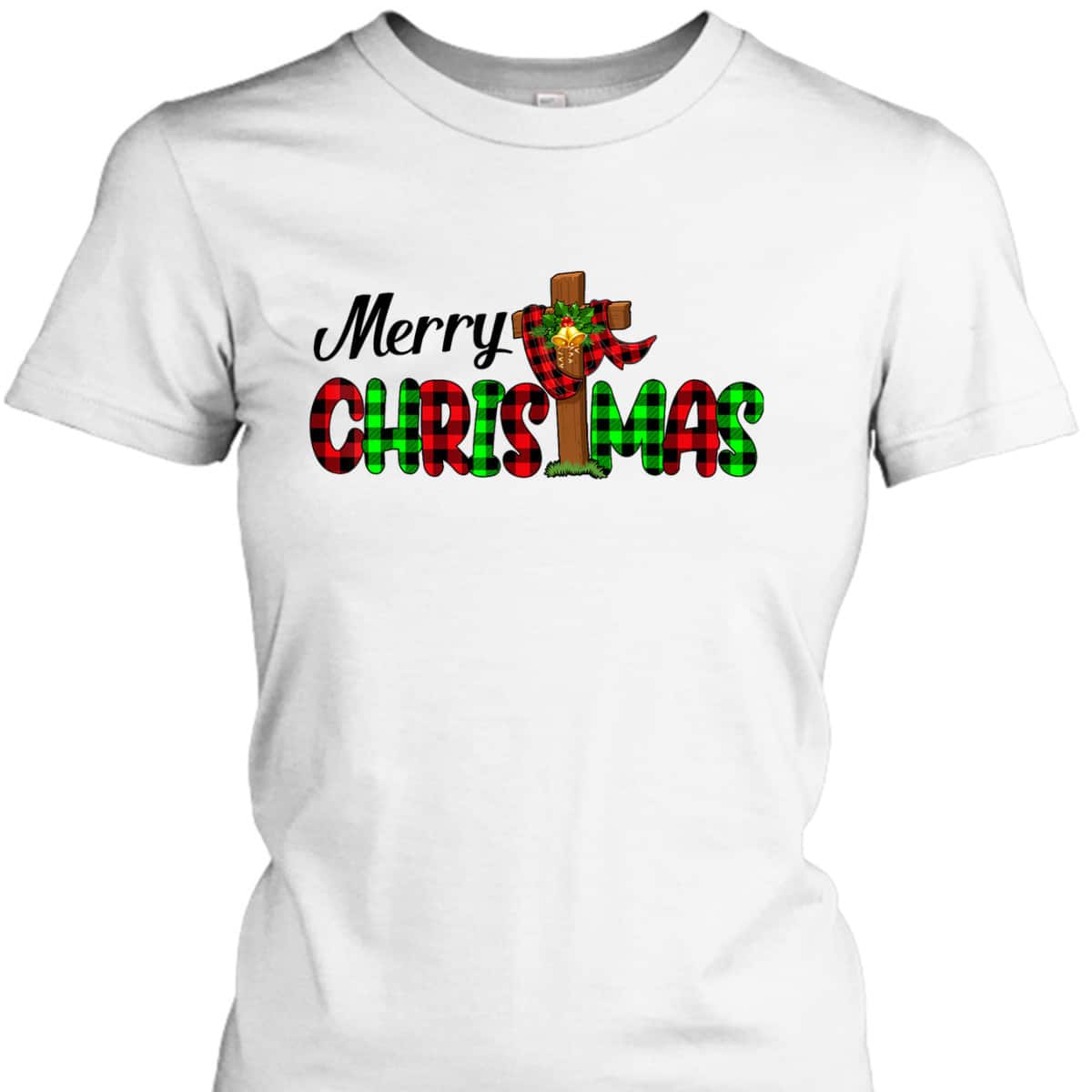 Merry Christmas Cross Christian Plaid Buffalo Xmas Pajama T-Shirt Merry Christmas Cross Christian Plaid Buffalo Xmas Pajama T-Shirt