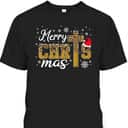 Merry Christmas Leopard Cross Christian Family Xmas Pajama T-Shirt