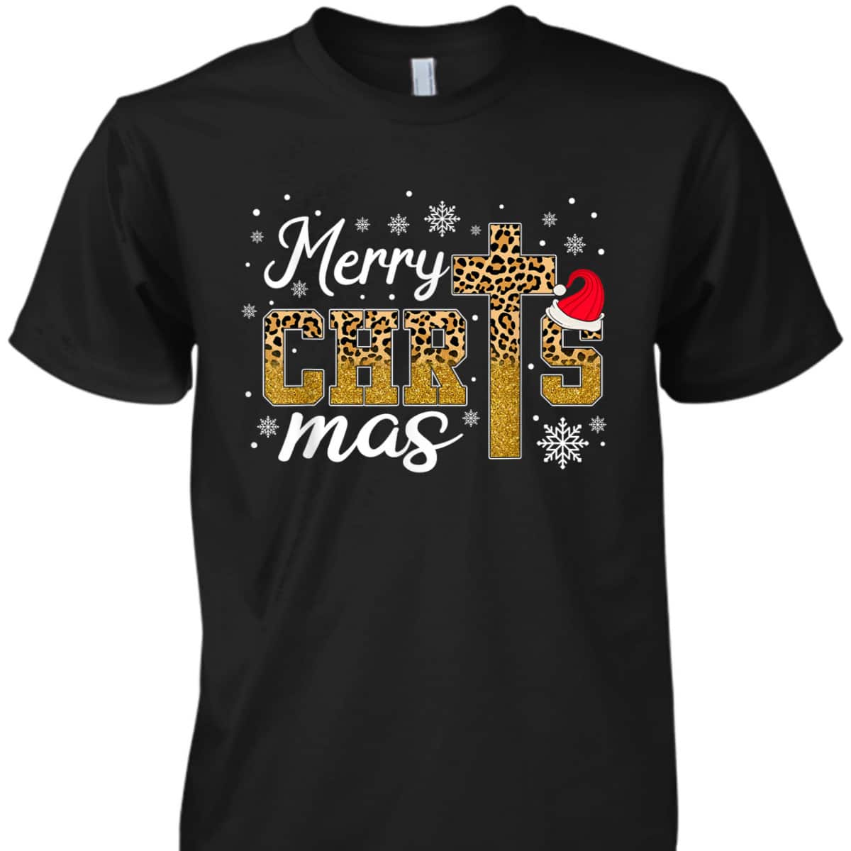 Merry Christmas Leopard Cross Christian Family Xmas Pajama T-Shirt Merry Christmas Leopard Cross Christian Family Xmas Pajama T-Shirt