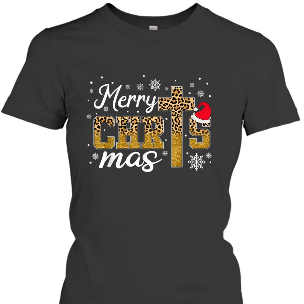 Merry Christmas Leopard Cross Christian Family Xmas Pajama T-Shirt Merry Christmas Leopard Cross Christian Family Xmas Pajama T-Shirt