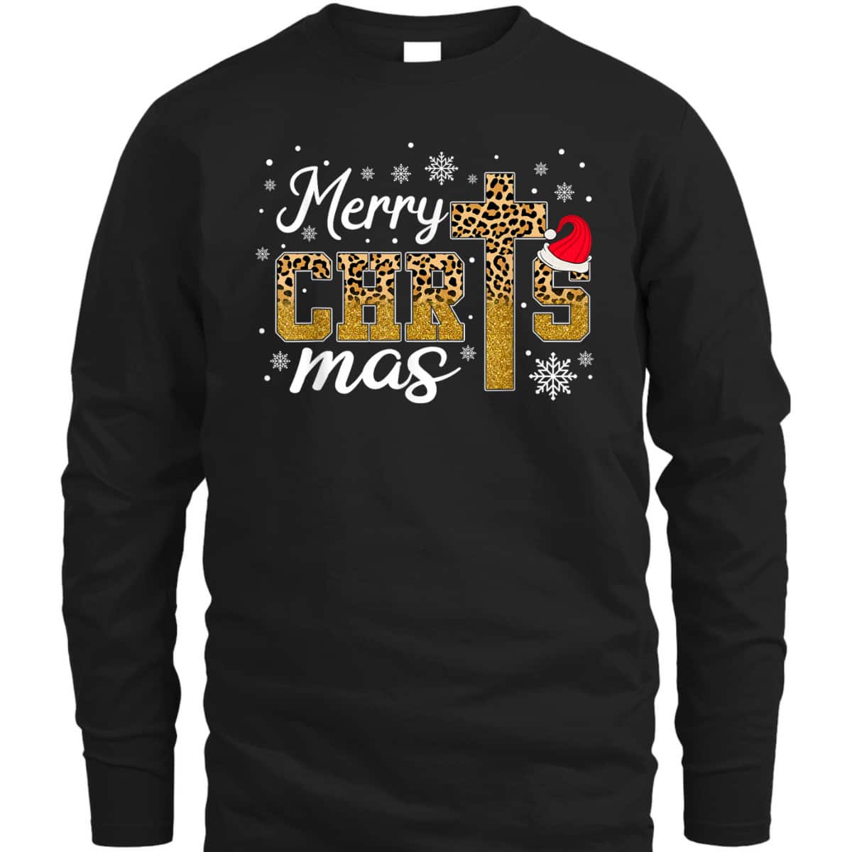 Merry Christmas Leopard Cross Christian Family Xmas Pajama T-Shirt Merry Christmas Leopard Cross Christian Family Xmas Pajama T-Shirt