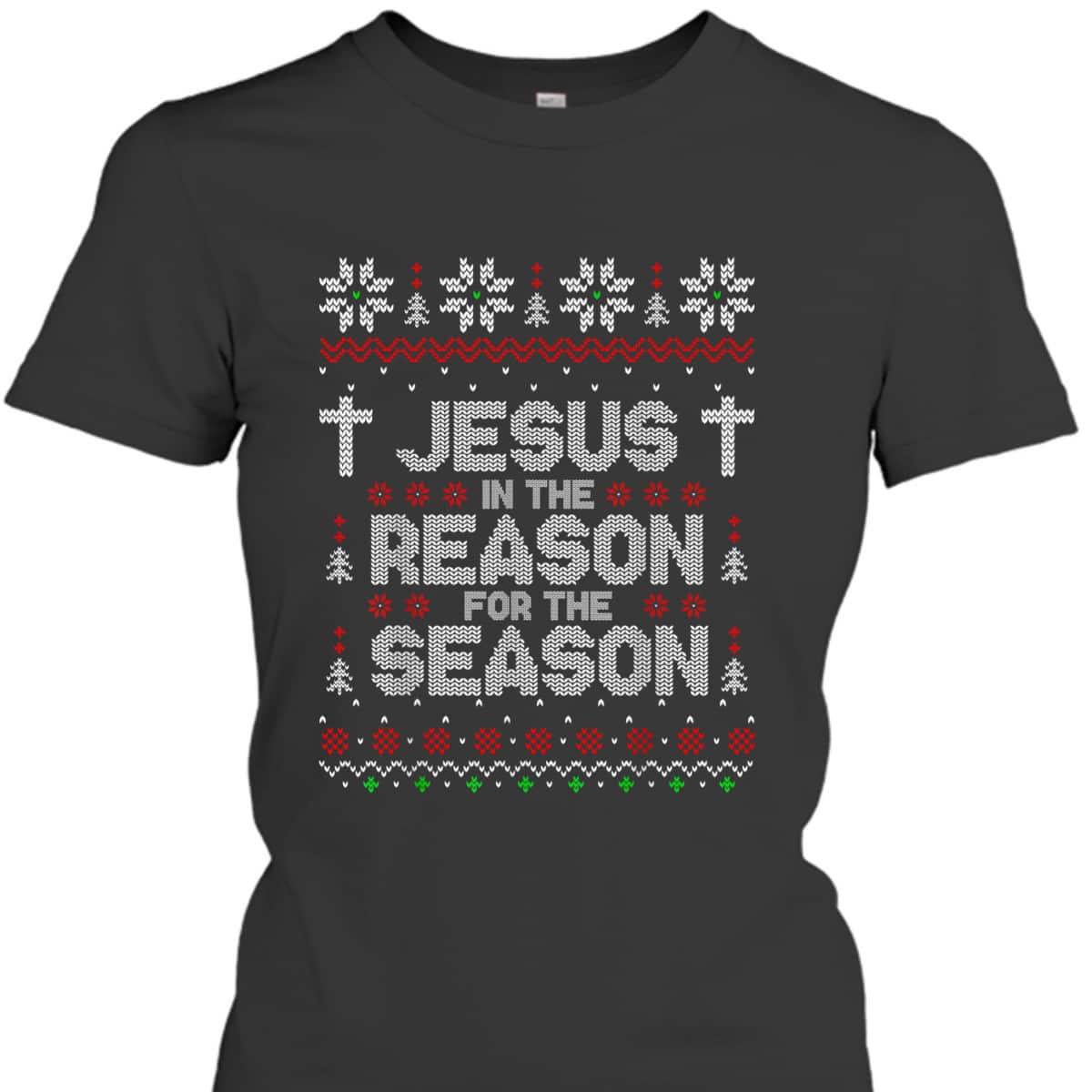 Christian Jesus The Reason Xmas Holiday Season Christmas Cross Snowflake T-Shirt Christian Jesus The Reason Xmas Holiday Season Christmas Cross Snowflake T-Shirt