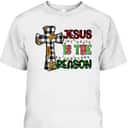 Christian Jesus The Reason Xmas Holiday Season Christmas Light Cross T-Shirt Christian Jesus The Reason Xmas Holiday Season Christmas Light Cross T-Shirt