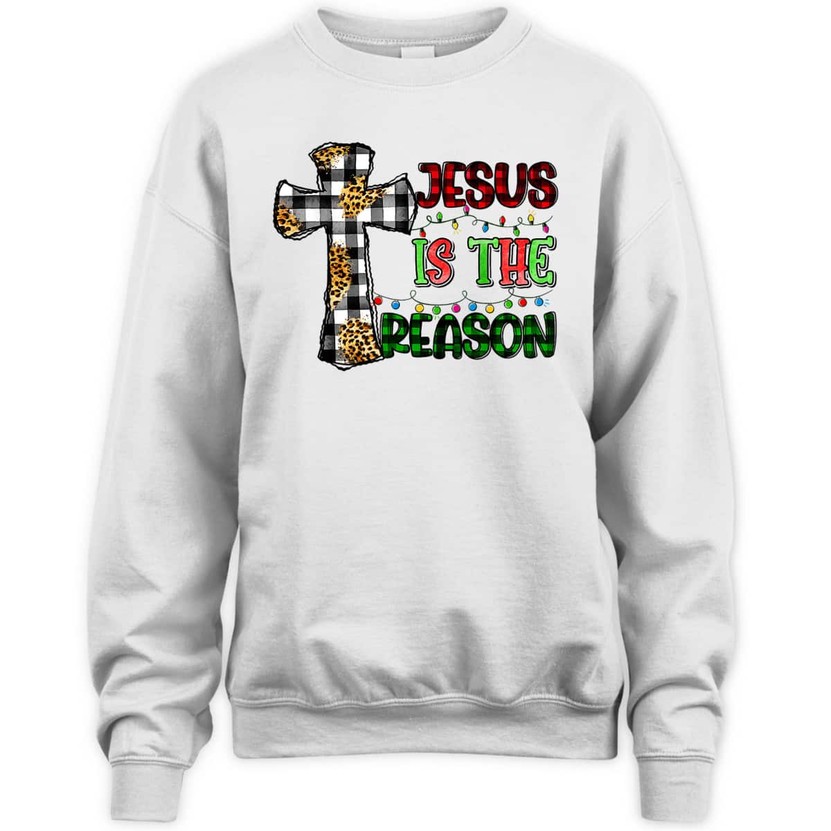 Christian Jesus The Reason Xmas Holiday Season Christmas Light Cross T-Shirt Christian Jesus The Reason Xmas Holiday Season Christmas Light Cross T-Shirt