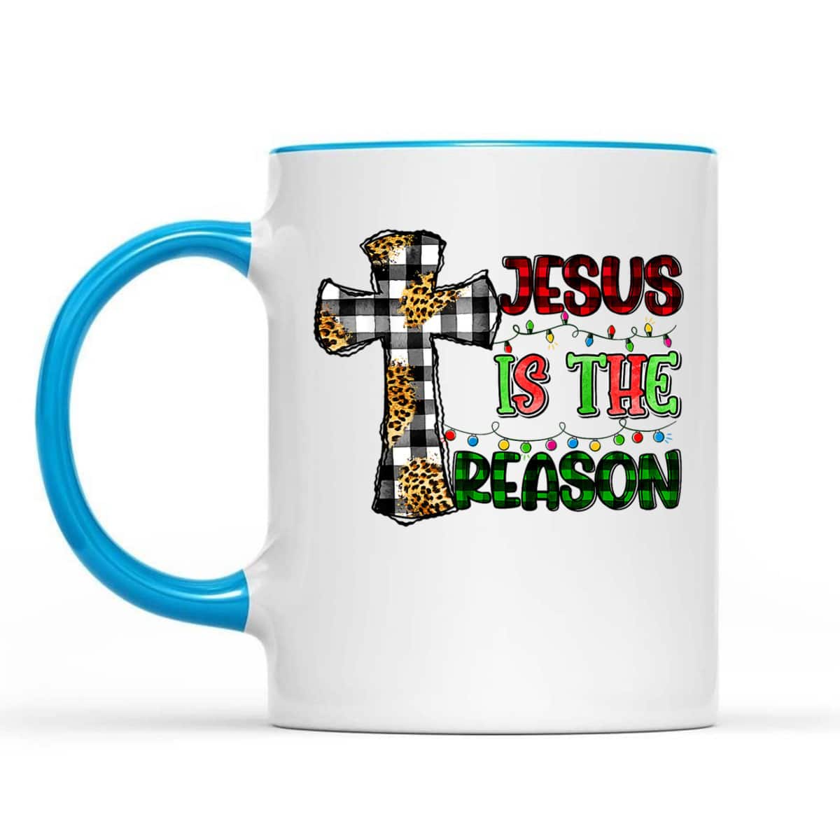 Christian Jesus The Reason Xmas Holiday Season Christmas Light Cross T-Shirt Christian Jesus The Reason Xmas Holiday Season Christmas Light Cross T-Shirt