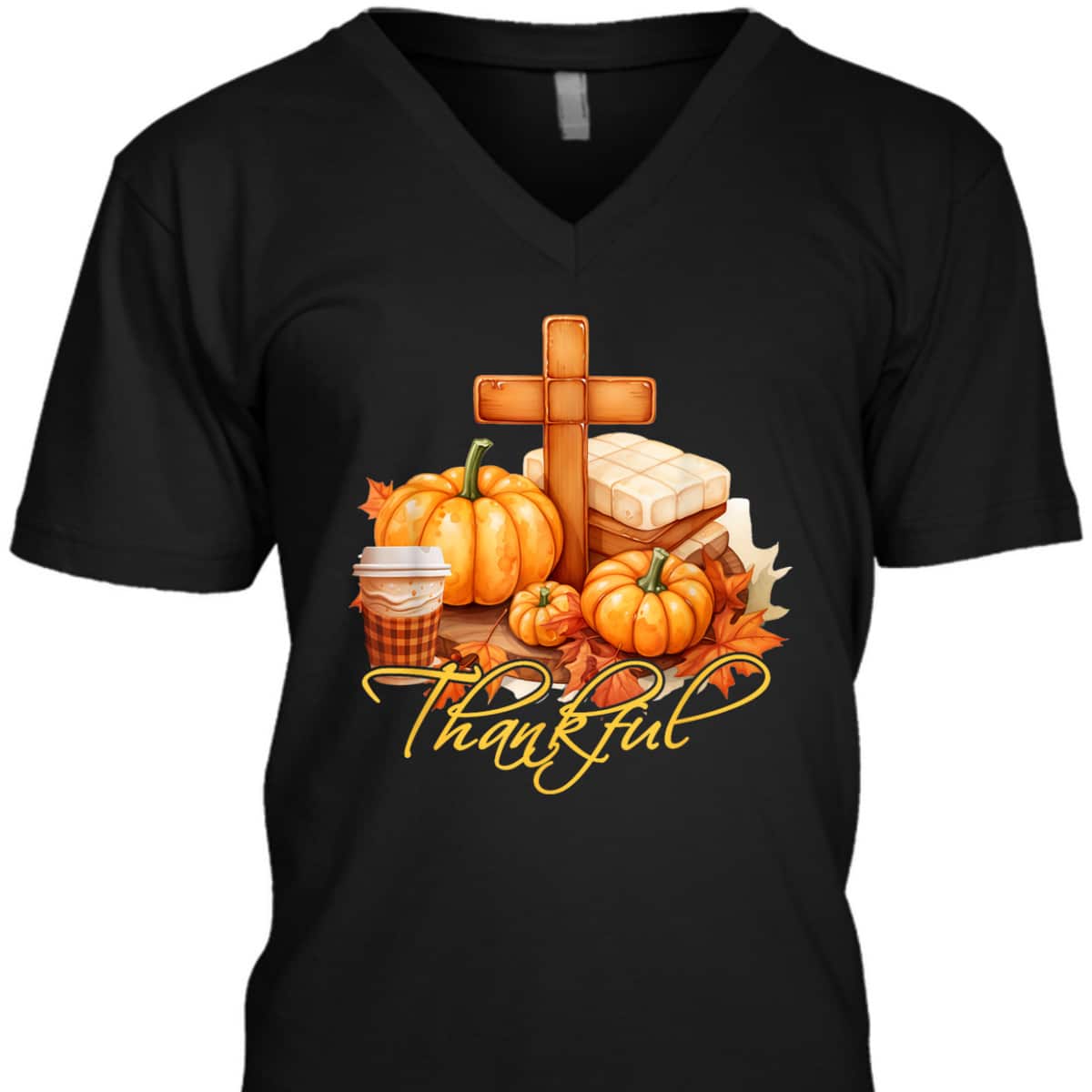 Thankful Jesus Christian Cross Pumpkin Thanksgiving T-Shirt Thankful Jesus Christian Cross Pumpkin Thanksgiving T-Shirt