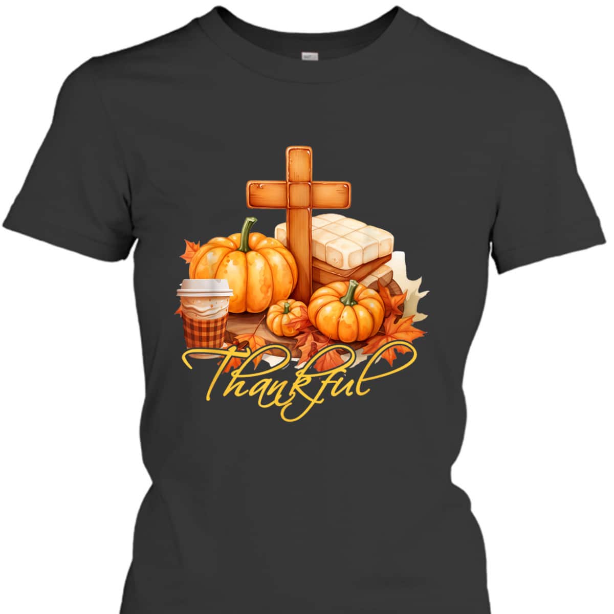 Thankful Jesus Christian Cross Pumpkin Thanksgiving T-Shirt Thankful Jesus Christian Cross Pumpkin Thanksgiving T-Shirt