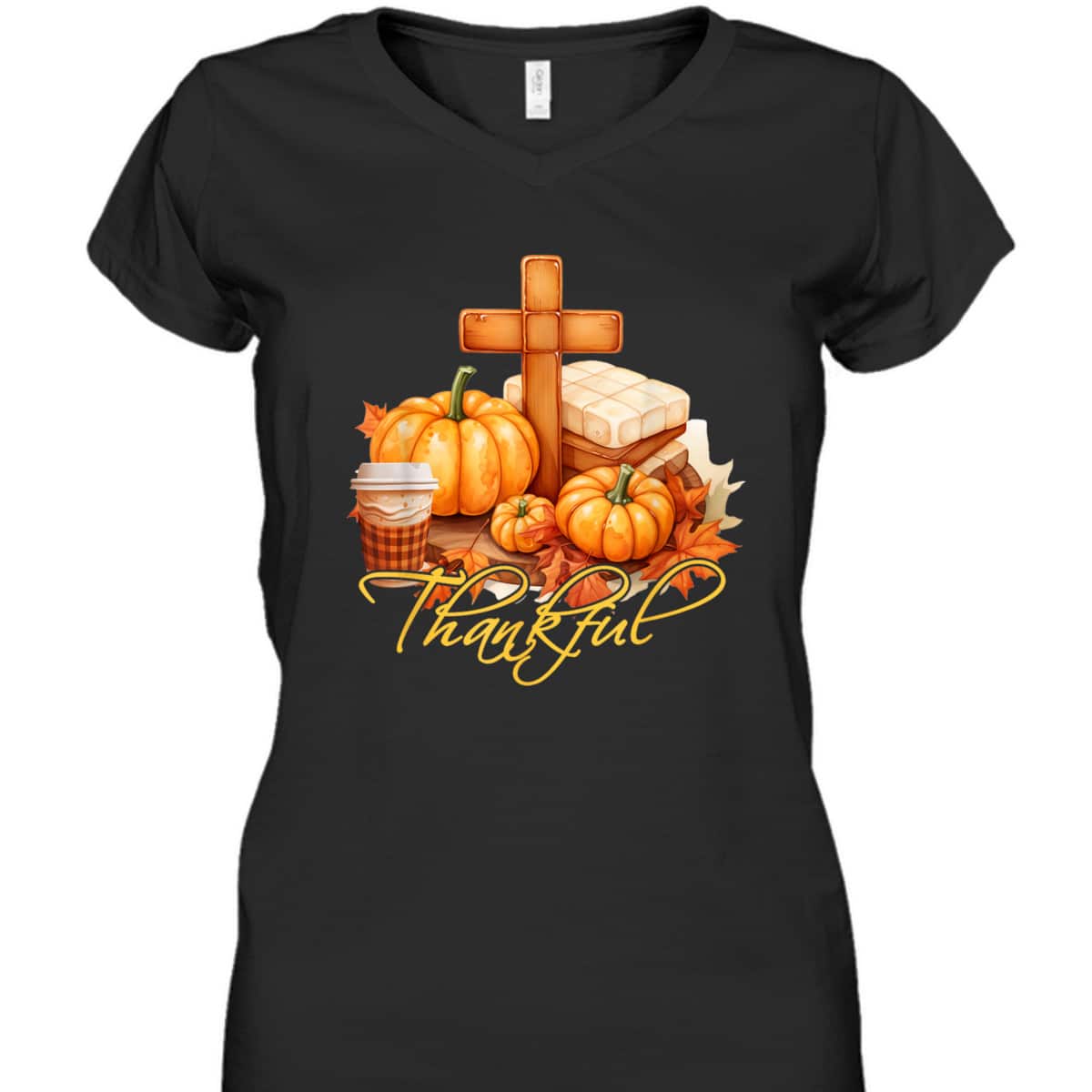 Thankful Jesus Christian Cross Pumpkin Thanksgiving T-Shirt Thankful Jesus Christian Cross Pumpkin Thanksgiving T-Shirt