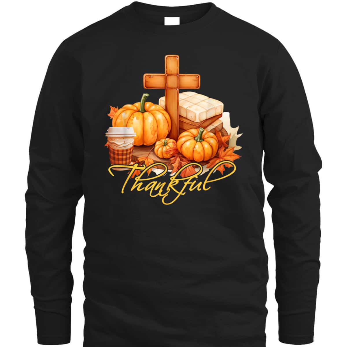 Thankful Jesus Christian Cross Pumpkin Thanksgiving T-Shirt Thankful Jesus Christian Cross Pumpkin Thanksgiving T-Shirt