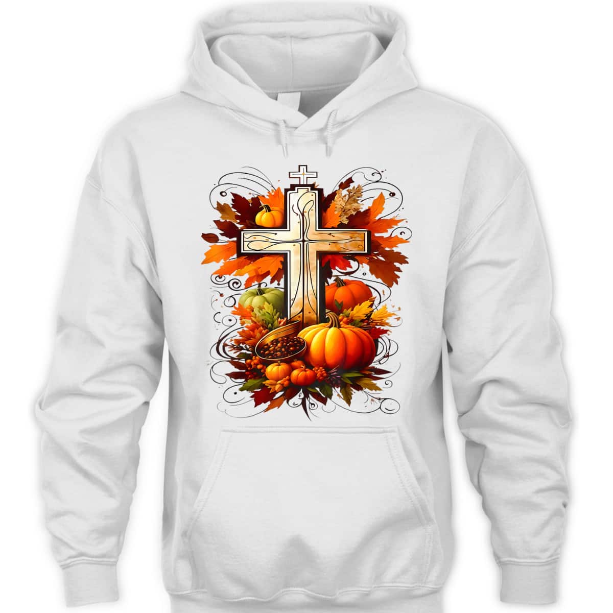 Christian Cross Jesus Leaves Pumpkins Thanksgiving T-Shirt Christian Cross Jesus Leaves Pumpkins Thanksgiving T-Shirt