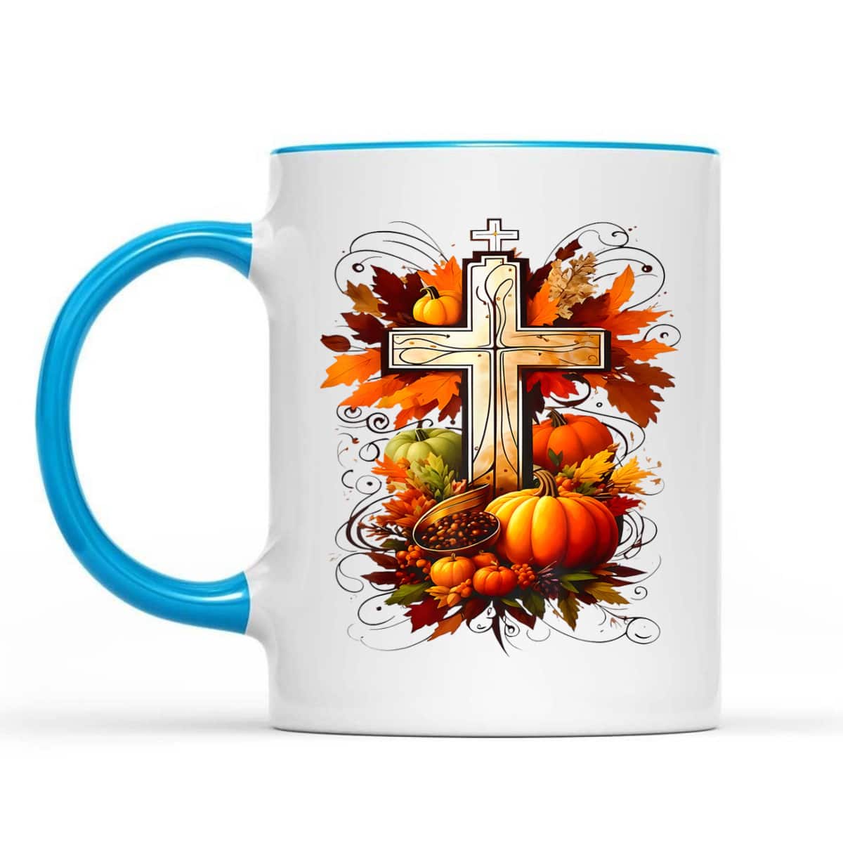 Christian Cross Jesus Leaves Pumpkins Thanksgiving T-Shirt Christian Cross Jesus Leaves Pumpkins Thanksgiving T-Shirt