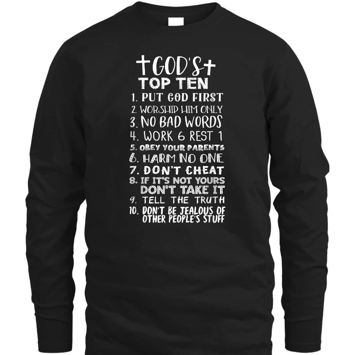 God's Top Ten 10 Commandments Jesus Christian Bible Verse T-Shirt God's Top Ten 10 Commandments Jesus Christian Bible Verse T-Shirt