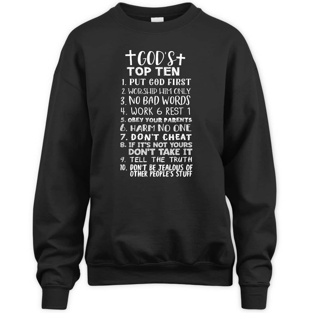 God's Top Ten 10 Commandments Jesus Christian Bible Verse T-Shirt God's Top Ten 10 Commandments Jesus Christian Bible Verse T-Shirt