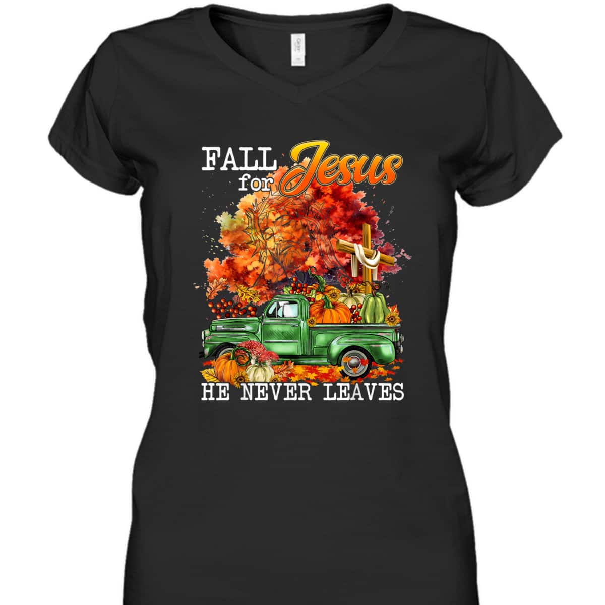 Fall For Jesus He Never Leaves Autumn Christian Cross Faith Thanksgiving Halloween T-Shirt Fall For Jesus He Never Leaves Autumn Christian Cross Faith Thanksgiving Halloween T-Shirt