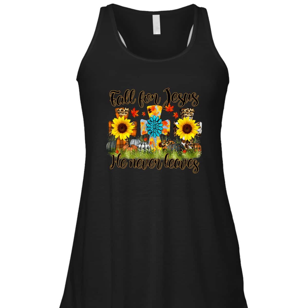 Halloween Thanksgiving Fall For Jesus He Never Leaves Christian Cross T-Shirt Halloween Thanksgiving Fall For Jesus He Never Leaves Christian Cross T-Shirt