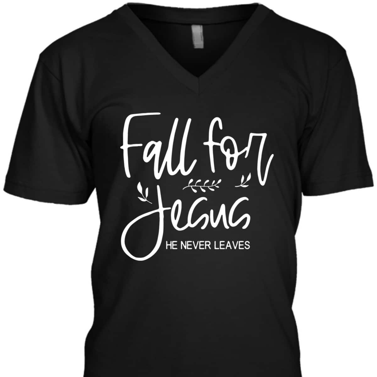 Christian Halloween Thanksgiving Dinner Fall For Jesus He Never Leaves T-Shirt Christian Halloween Thanksgiving Dinner Fall For Jesus He Never Leaves T-Shirt