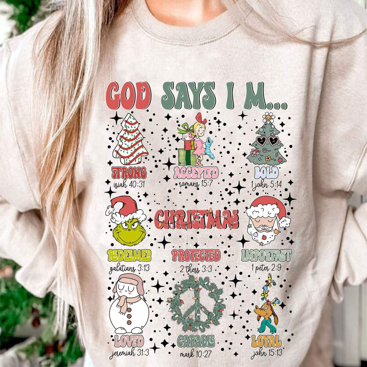 God Says I Am Retro Christmas Bible Verse Xmas T-Shirt God Says I Am Retro Christmas Bible Verse Xmas T-Shirt