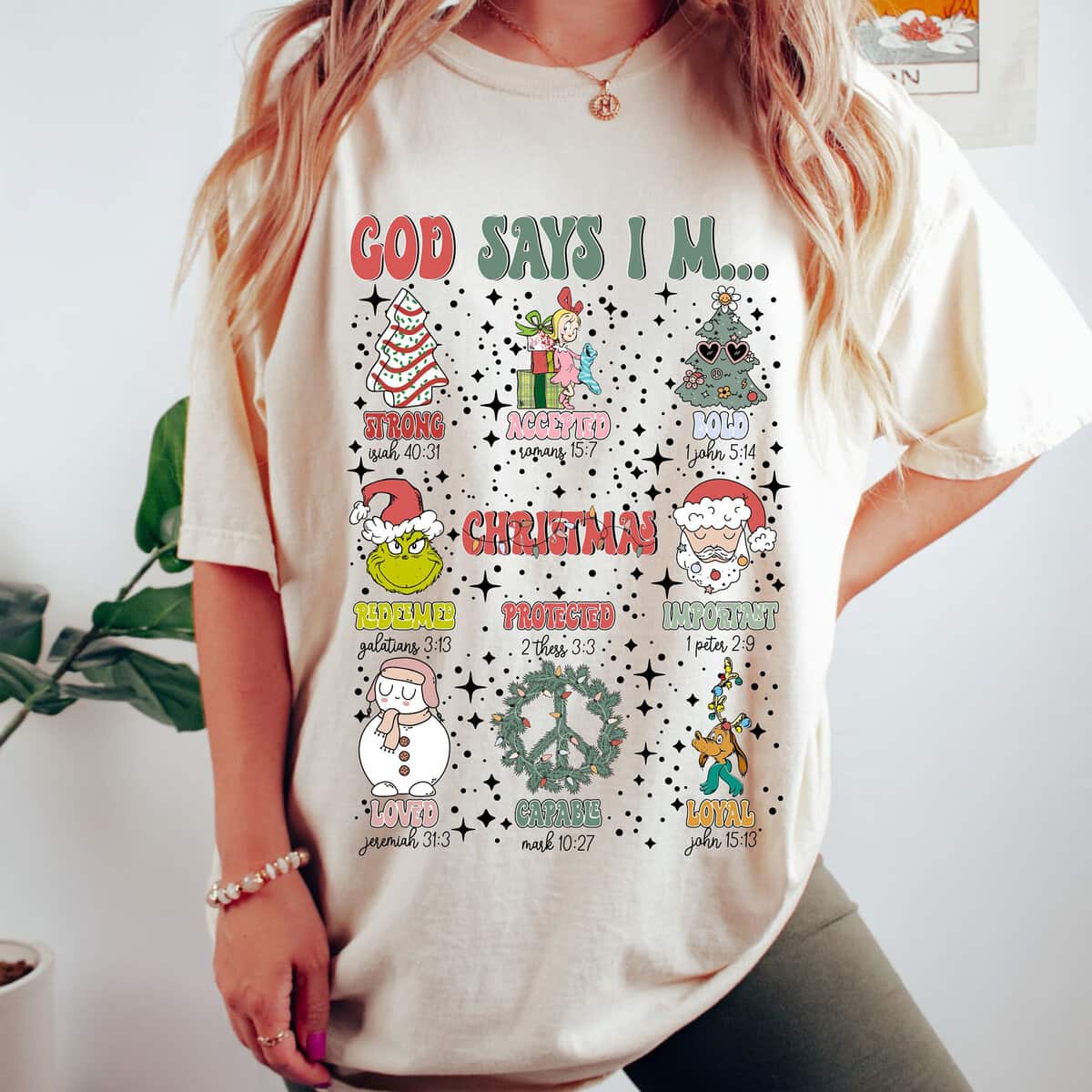 God Says I Am Retro Christmas Bible Verse Xmas T-Shirt God Says I Am Retro Christmas Bible Verse Xmas T-Shirt