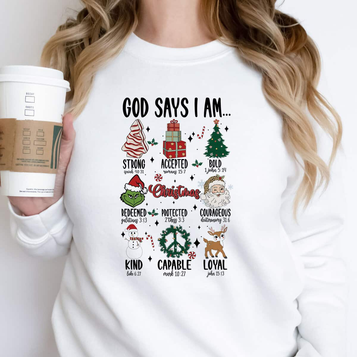 God Says I Am Christmas Bible Verses Christmas Religious T-Shirt