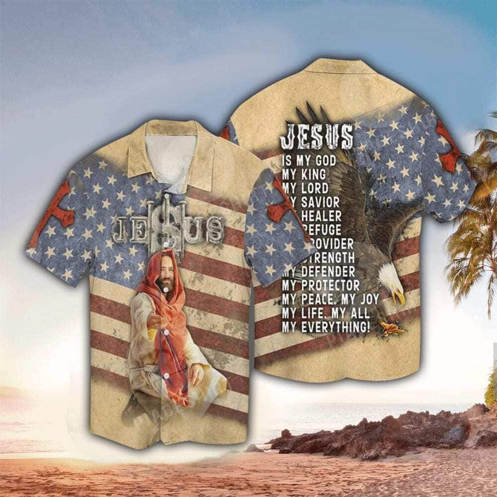Jesus Is My Everything Christian Eagle US Flag 4th Of July Hawaiian Shirt Jesus Is My Everything Christian Eagle US Flag 4th Of July Hawaiian Shirt