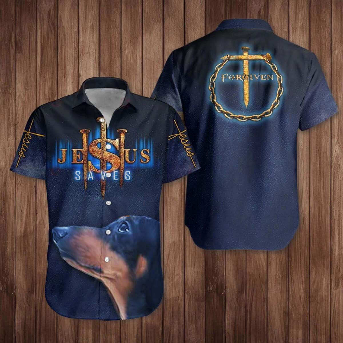 Dachshund Cross Jesus Saves Christian Faith Dog Lover Unique Hawaiian Shirt Dachshund Cross Jesus Saves Christian Faith Dog Lover Unique Hawaiian Shirt