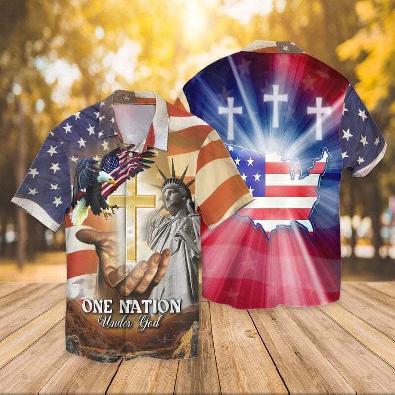4th Of July Independence Day American Flag Jesus One Nation Under God Eagle Christian Hawaiian Shirt 4th Of July Independence Day American Flag Jesus One Nation Under God Eagle Christian Hawaiian Shirt