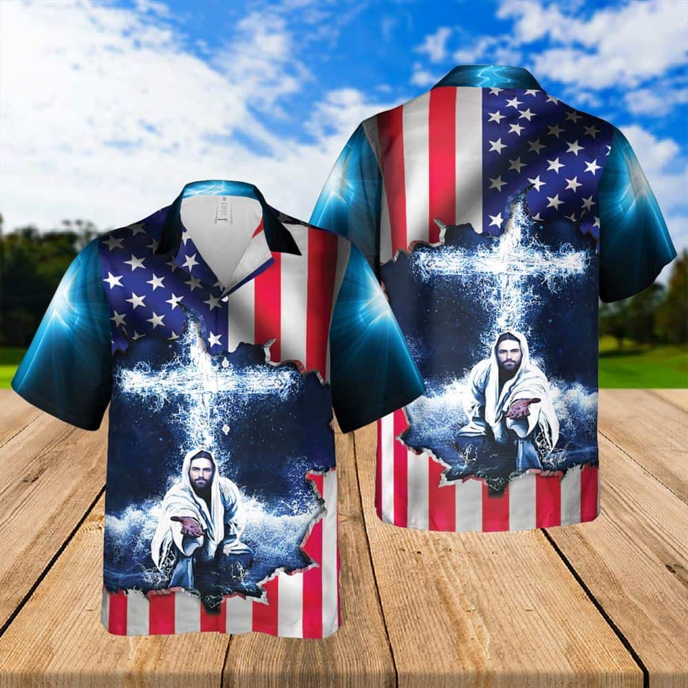Jeusus Take My Hand American Flag Cross Religious Christian Hawaiian Shirt Jeusus Take My Hand American Flag Cross Religious Christian Hawaiian Shirt