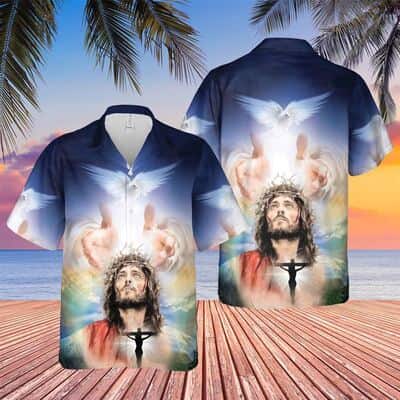 Jesus Hand Of God Dove Religious Christian Hawaiian Shirt
