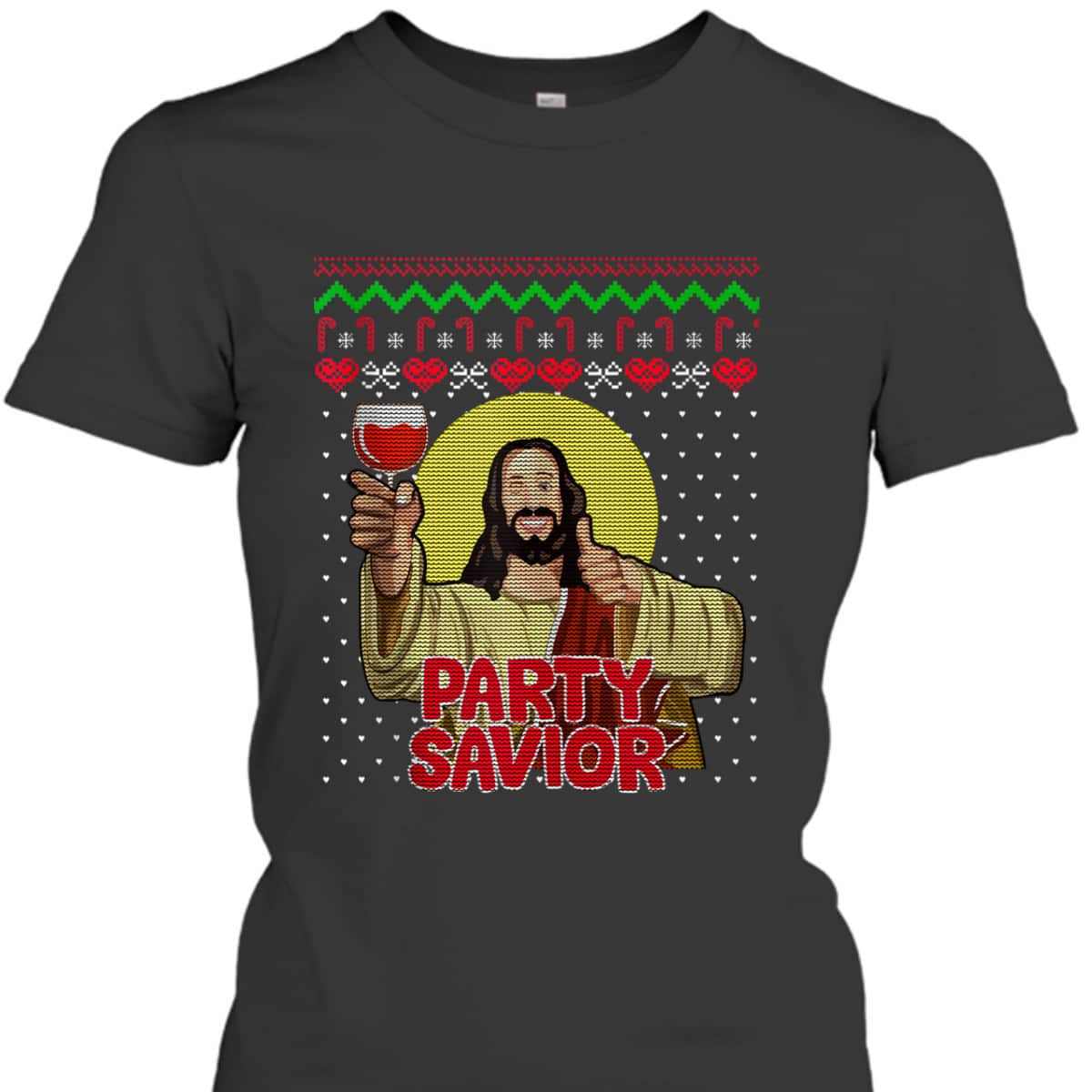 Party Savior Jesus Christ Santa Wine Christmas T-Shirt Party Savior Jesus Christ Santa Wine Christmas T-Shirt