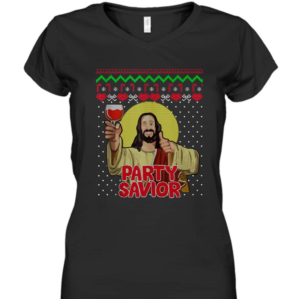 Party Savior Jesus Christ Santa Wine Christmas T-Shirt Party Savior Jesus Christ Santa Wine Christmas T-Shirt