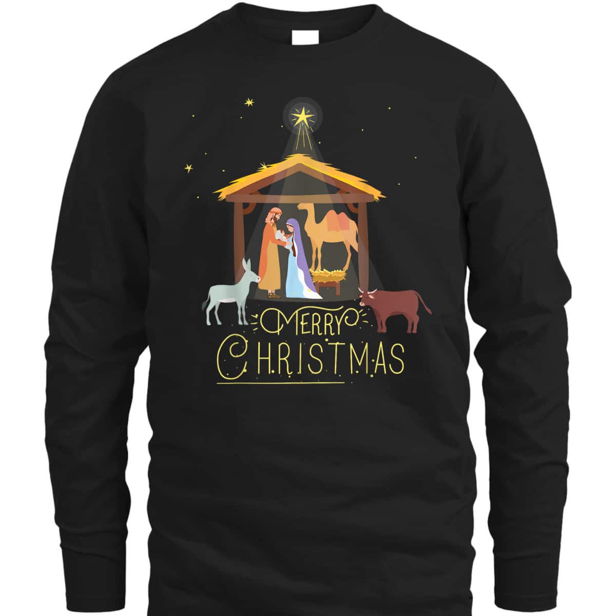 Merry Christmas Nativity Scene North Star Baby Jesus Short Sleeve T-Shirt Merry Christmas Nativity Scene North Star Baby Jesus Short Sleeve T-Shirt