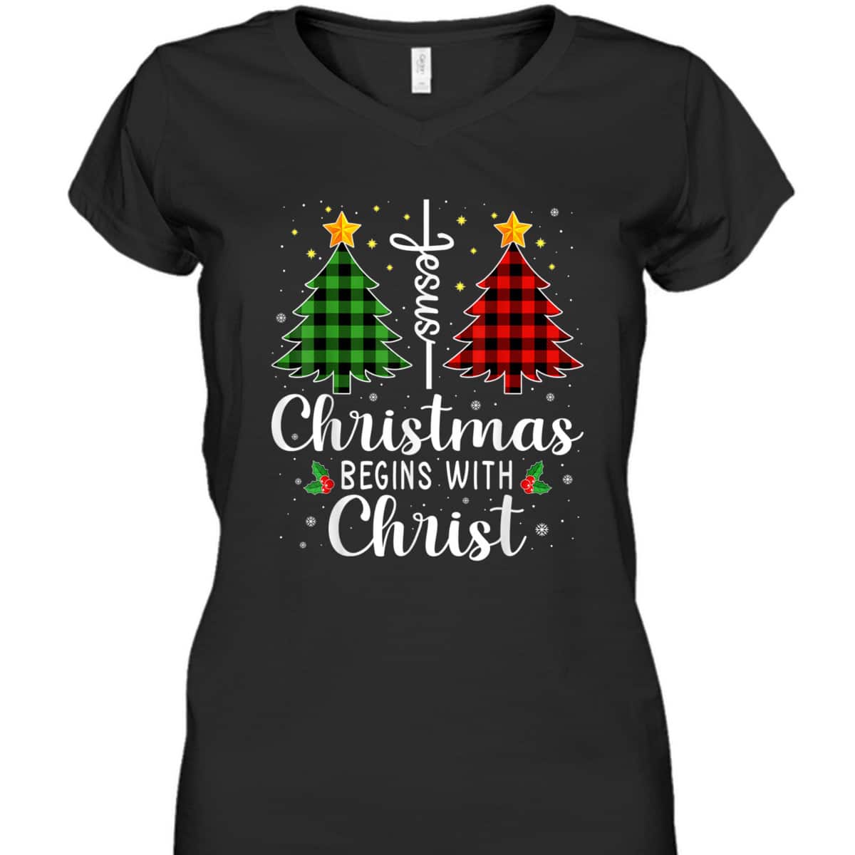 Christmas Begins With Christ Jesus Cross Christian T-Shirt Christmas Begins With Christ Jesus Cross Christian T-Shirt