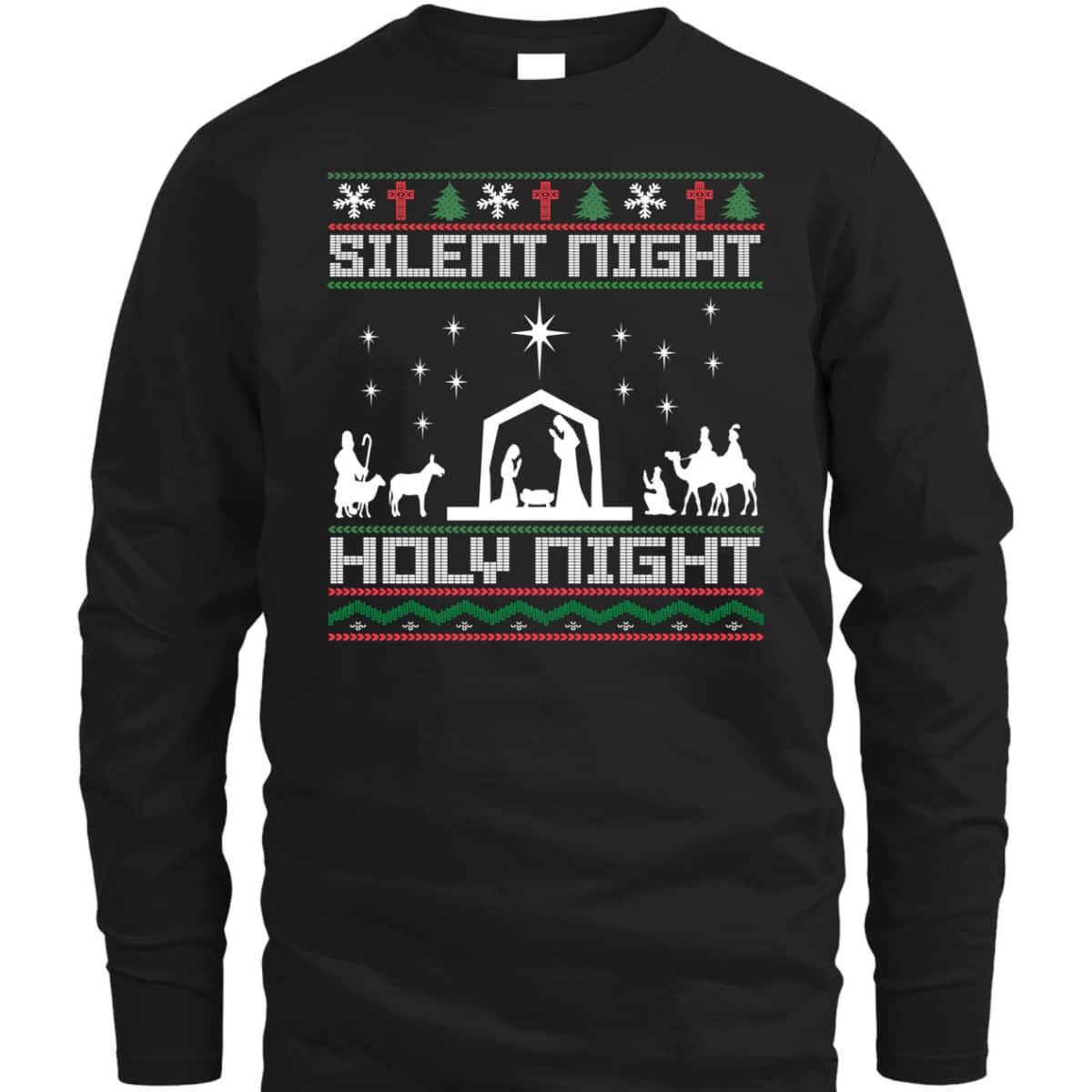 Christian Religious Christmas Xmas Silent Night Holy Night T-Shirt Christian Religious Christmas Xmas Silent Night Holy Night T-Shirt