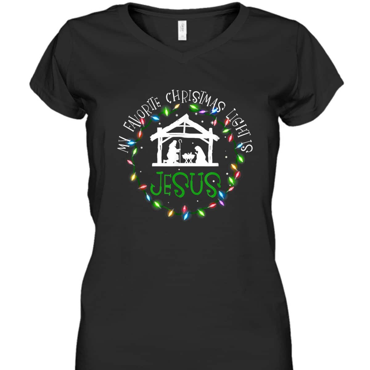 My Favorite Christmas Light Is Jesus Christian Christmas T-Shirt My Favorite Christmas Light Is Jesus Christian Christmas T-Shirt