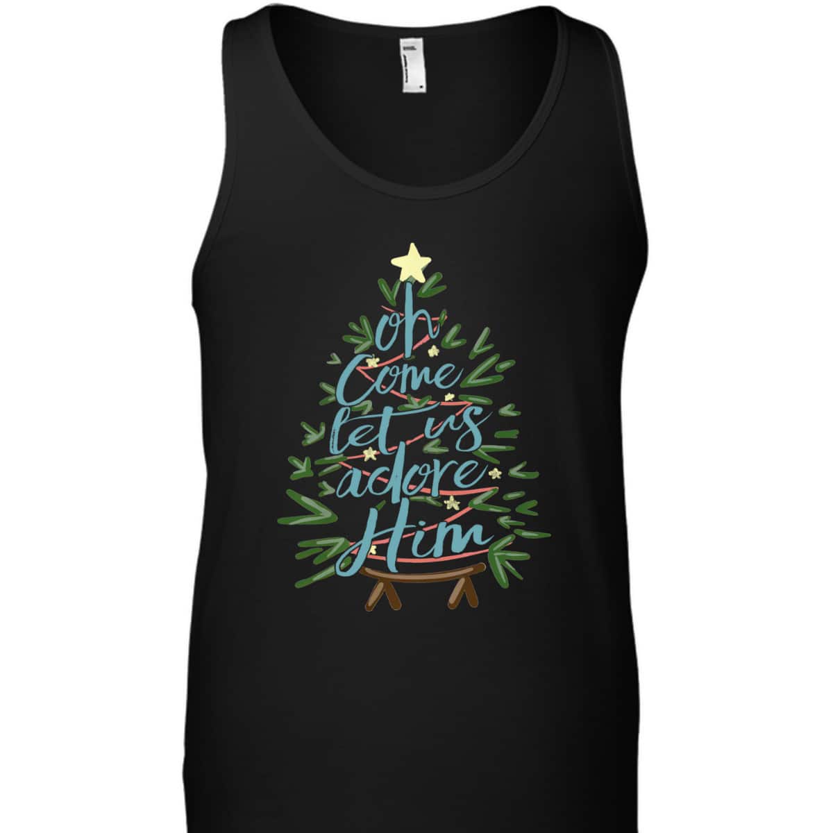 Oh Come Let Us Adore Him Christmas Tree Xmas T-Shirt Oh Come Let Us Adore Him Christmas Tree Xmas T-Shirt
