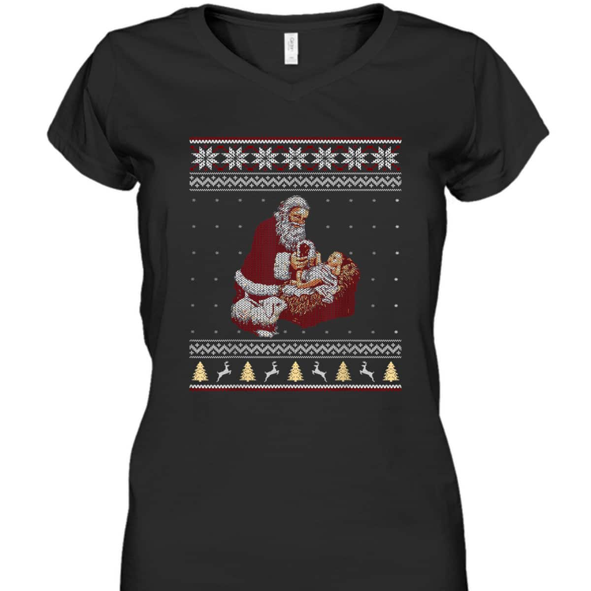 Santa Claus And Baby Jesus In The Manger Christmas Xmas T-Shirt Santa Claus And Baby Jesus In The Manger Christmas Xmas T-Shirt