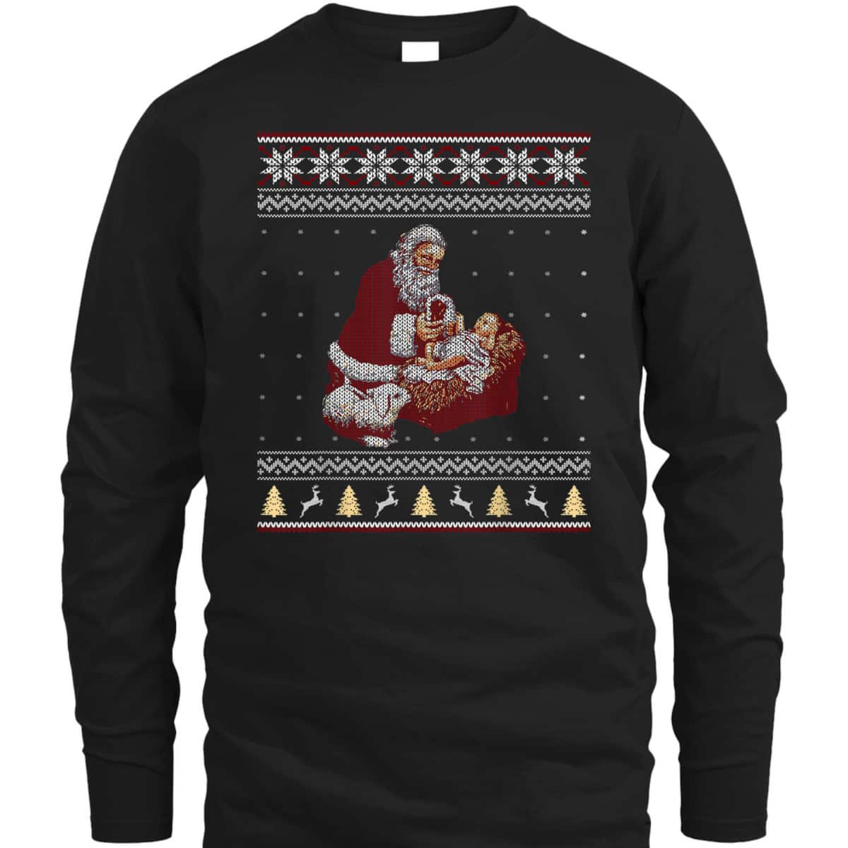 Santa Claus And Baby Jesus In The Manger Christmas Xmas T-Shirt Santa Claus And Baby Jesus In The Manger Christmas Xmas T-Shirt